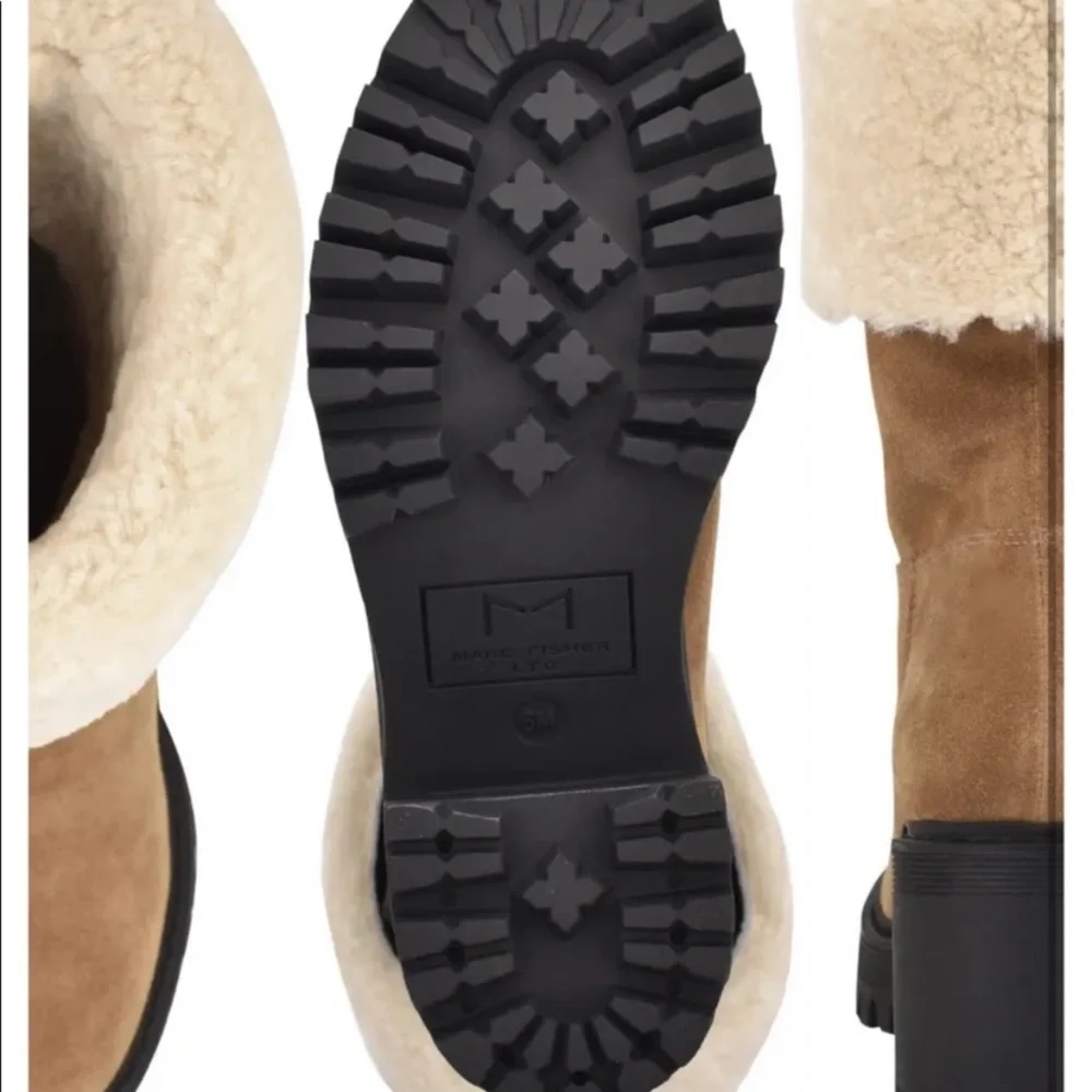 New Marc Fisher Willoe Suede Fur pull on boots - Picture 6 of 11